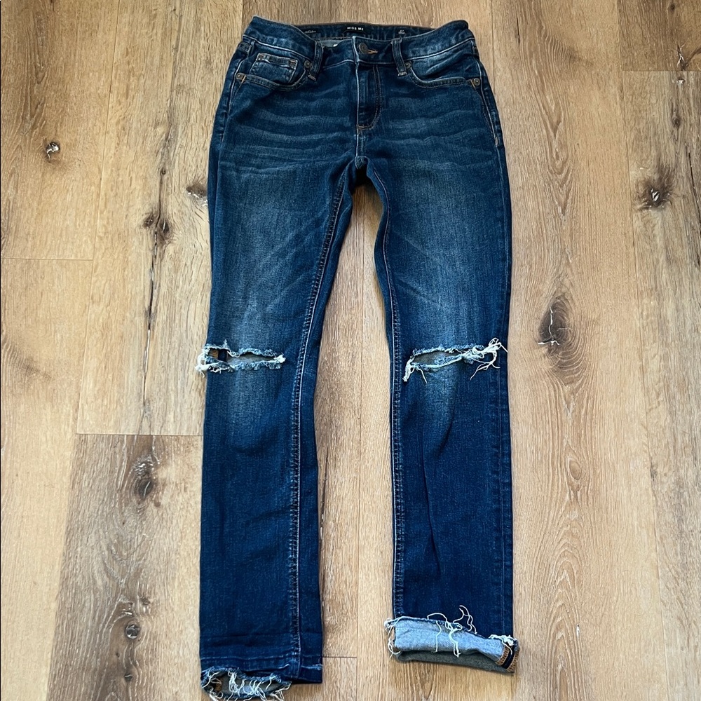 Miss Me Ankle Straight Distressed Blue Jeans Size 27